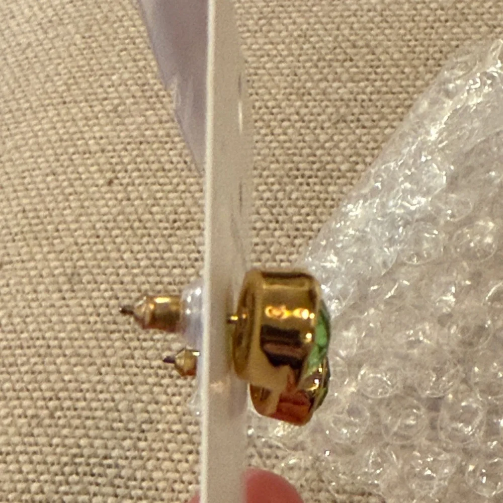 kate spade Light Green/Gold High Shine Studs/NWT - Picture 8 of 9